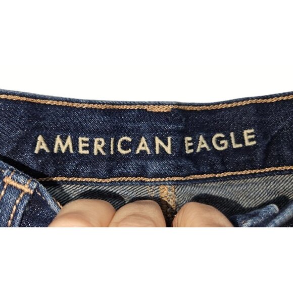 American Eagle AE Jeans Sz 2 Long Tall High Rise Straight Raw Hem Distressed NEW - Picture 9 of 13